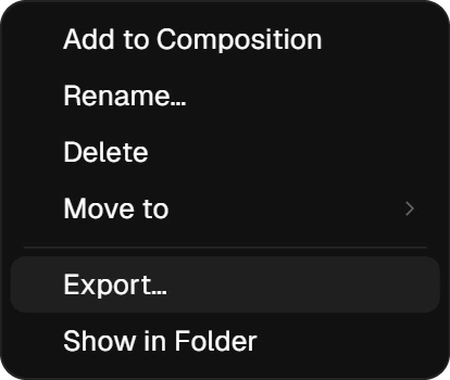 The right-click menu of a set with Export highlighted